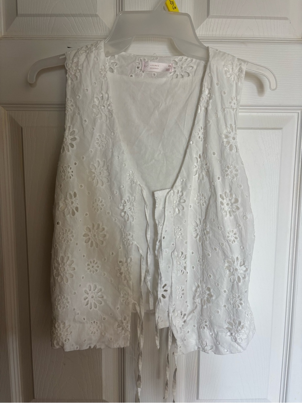 LC Lauren Conrad White Eyelet Tie-Front Camisole